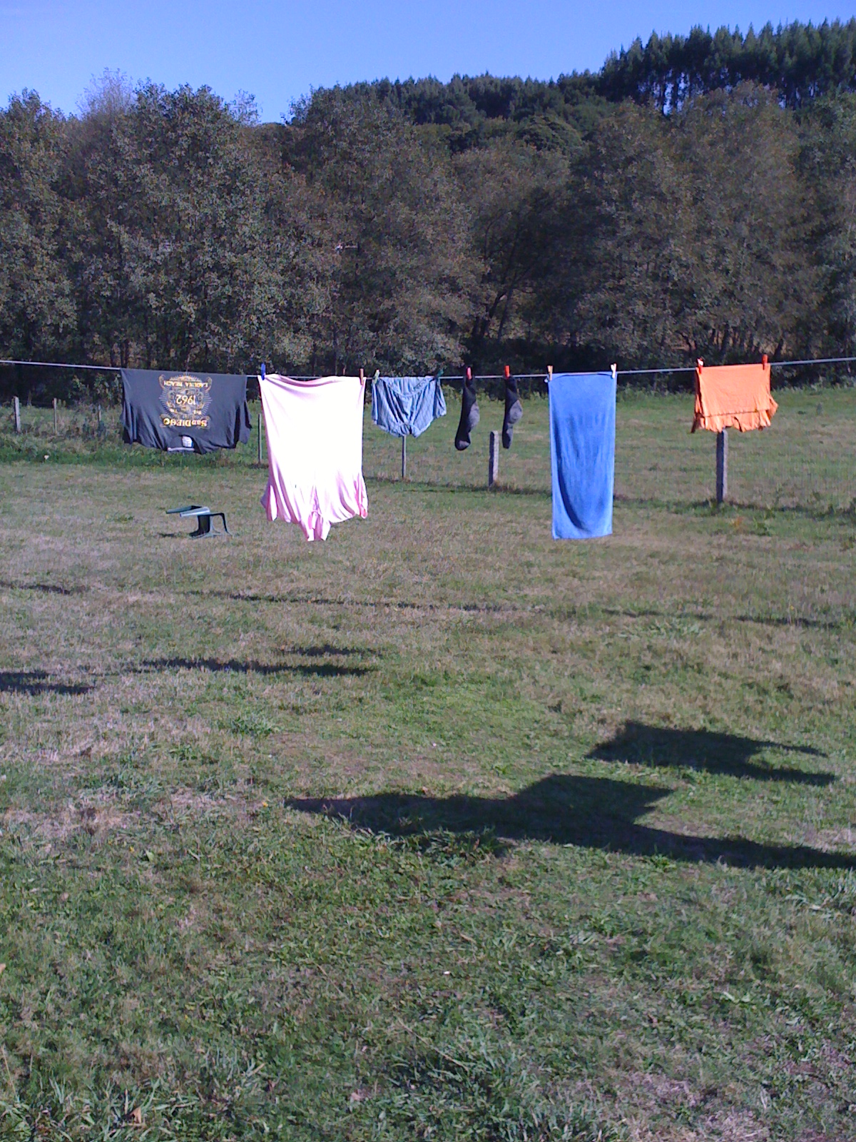 meine Wäsche kurz nach dem Eintreffen in der Albergo, schon wieder gewaschen und auf der Leine